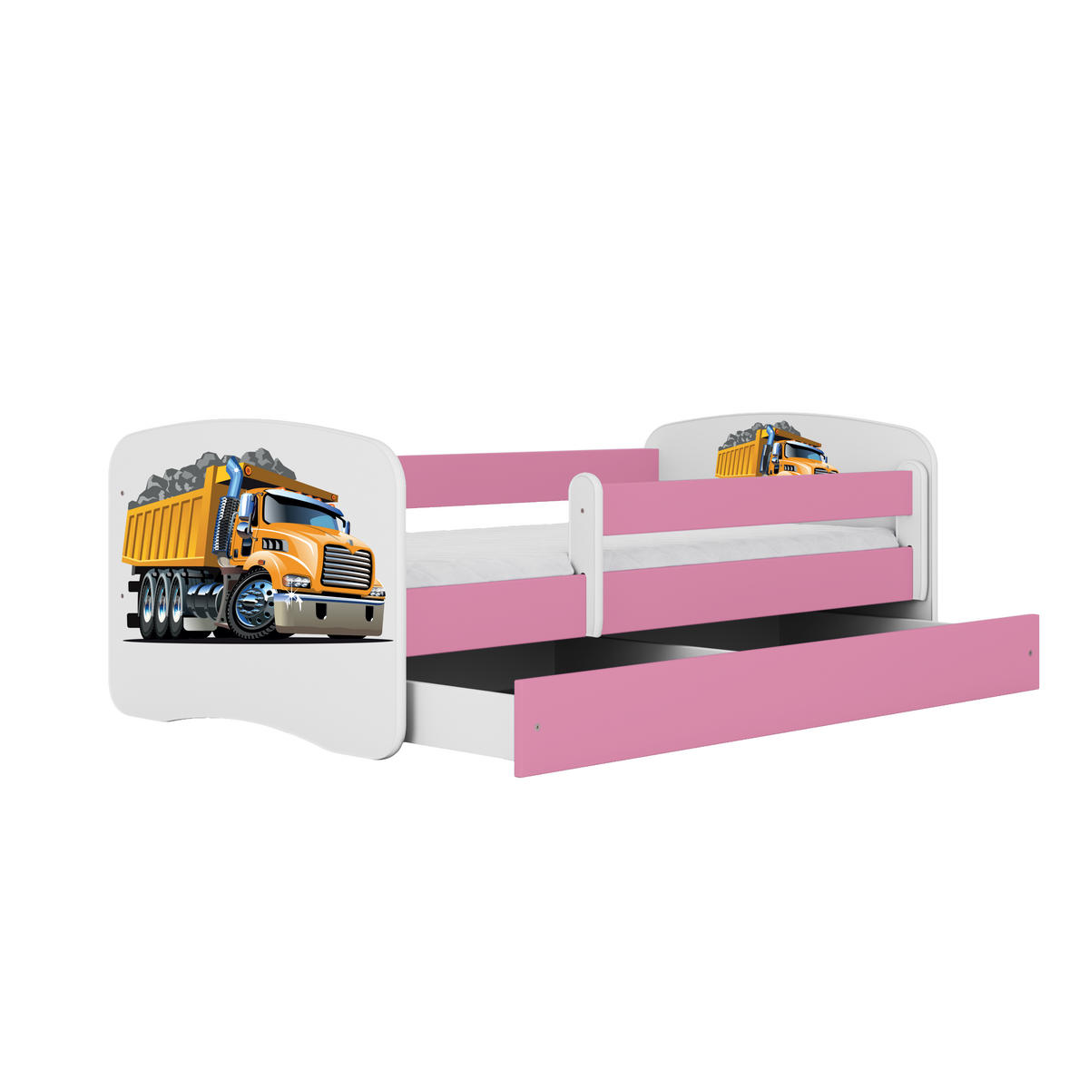 KINDERBETT Lastwagen mit Schublade und Matratze 140/70 - Rosa, Holzwerkstoff (70/140cm) - RAUMHIRSCH FURNITURE