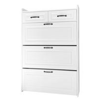SCHUHSCHRANK aus Spanplatte 80x23,5x131cm in Weiß mit 3 Klappen & 2 Schubladen - Weiß, Holzwerkstoff (80/131/23.5cm) - Modfu