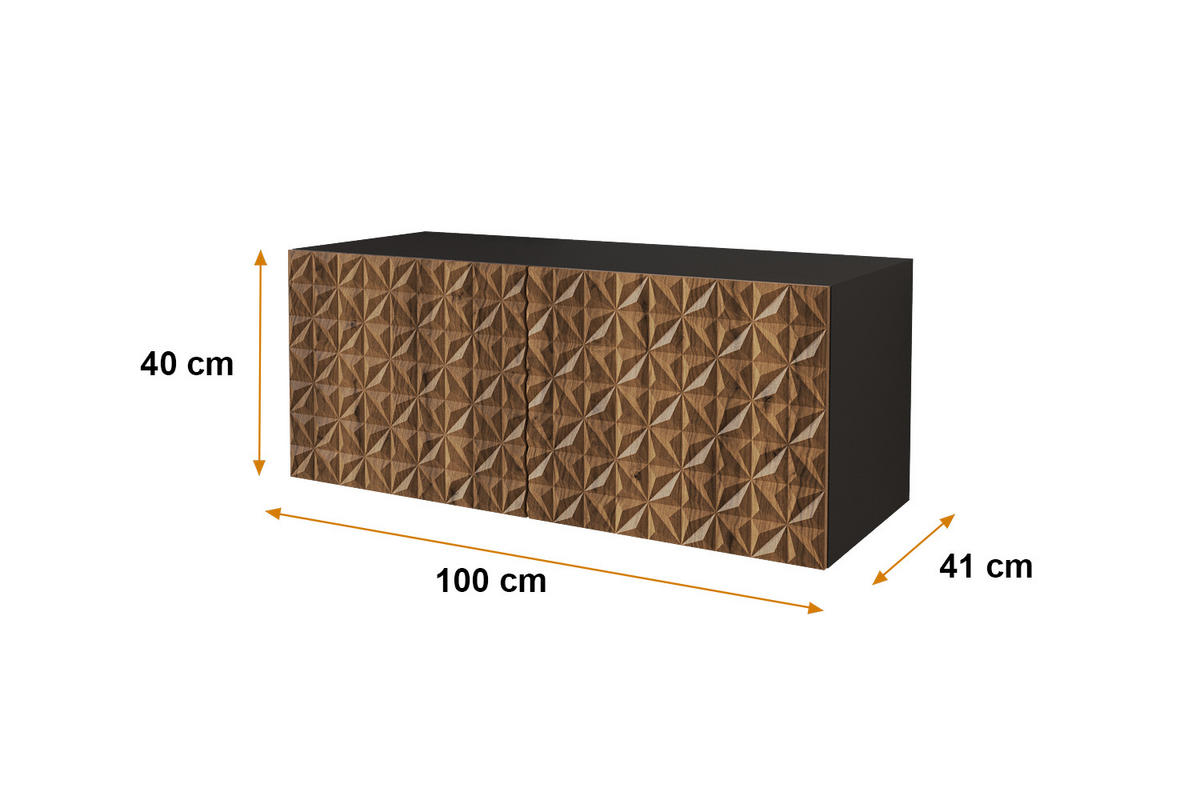 LOWBOARD VIRA-W 100x40x41 cm - Schwarz / Katania - Eiche Wotan, Holzwerkstoff (100/40/41cm) - ALTDECOR