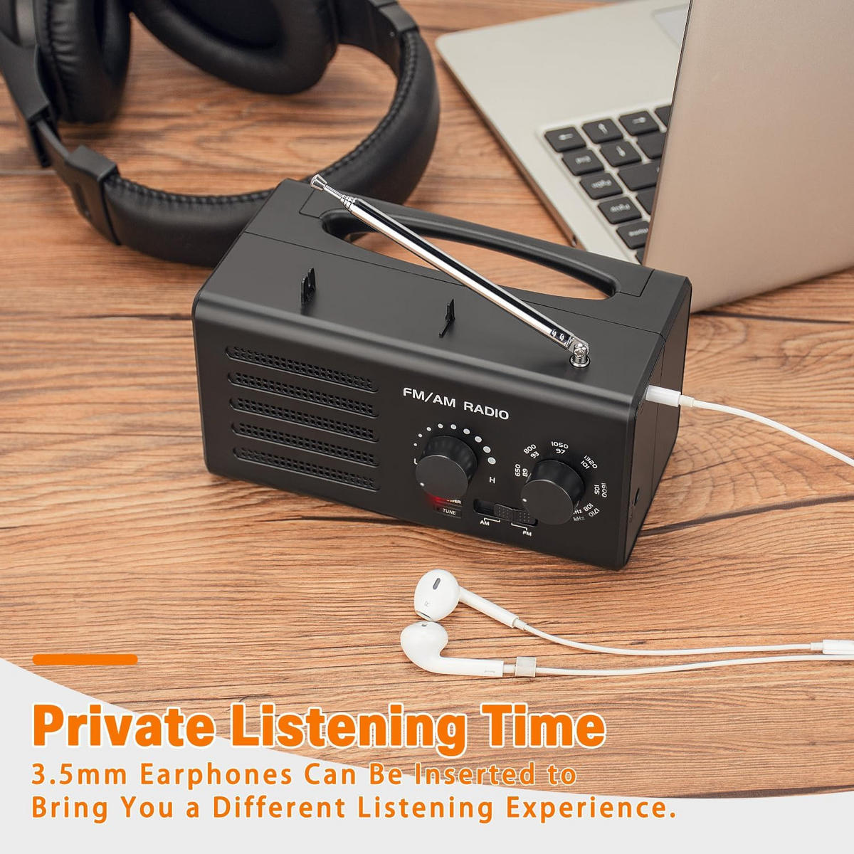 RADIO – FM/AM – Lautsprecher-/Kopfhöreranschluss/USB-Netzteil – Schwarz - Schwarz, Kunststoff (16/8.1/7.9cm) - DCA
