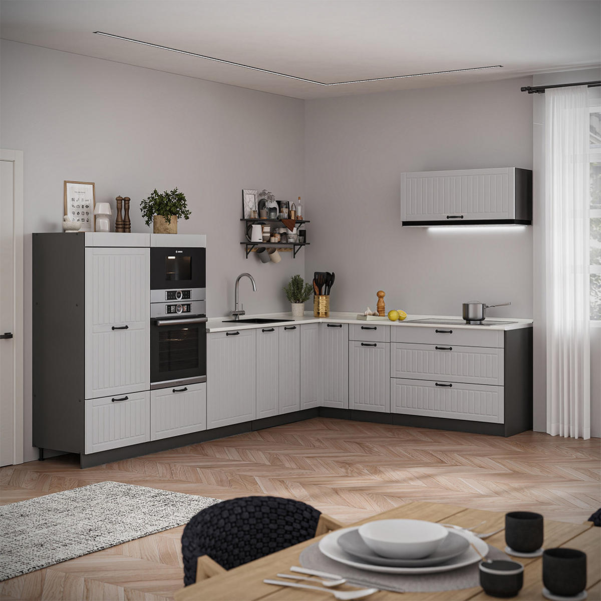 HÄNGESCHRANK Fame-Line, Weiß Landhaus/Anthrazit, 100 cm - Anthrazit/Weiß, Holzwerkstoff (100/40/34.1cm) - Vicco