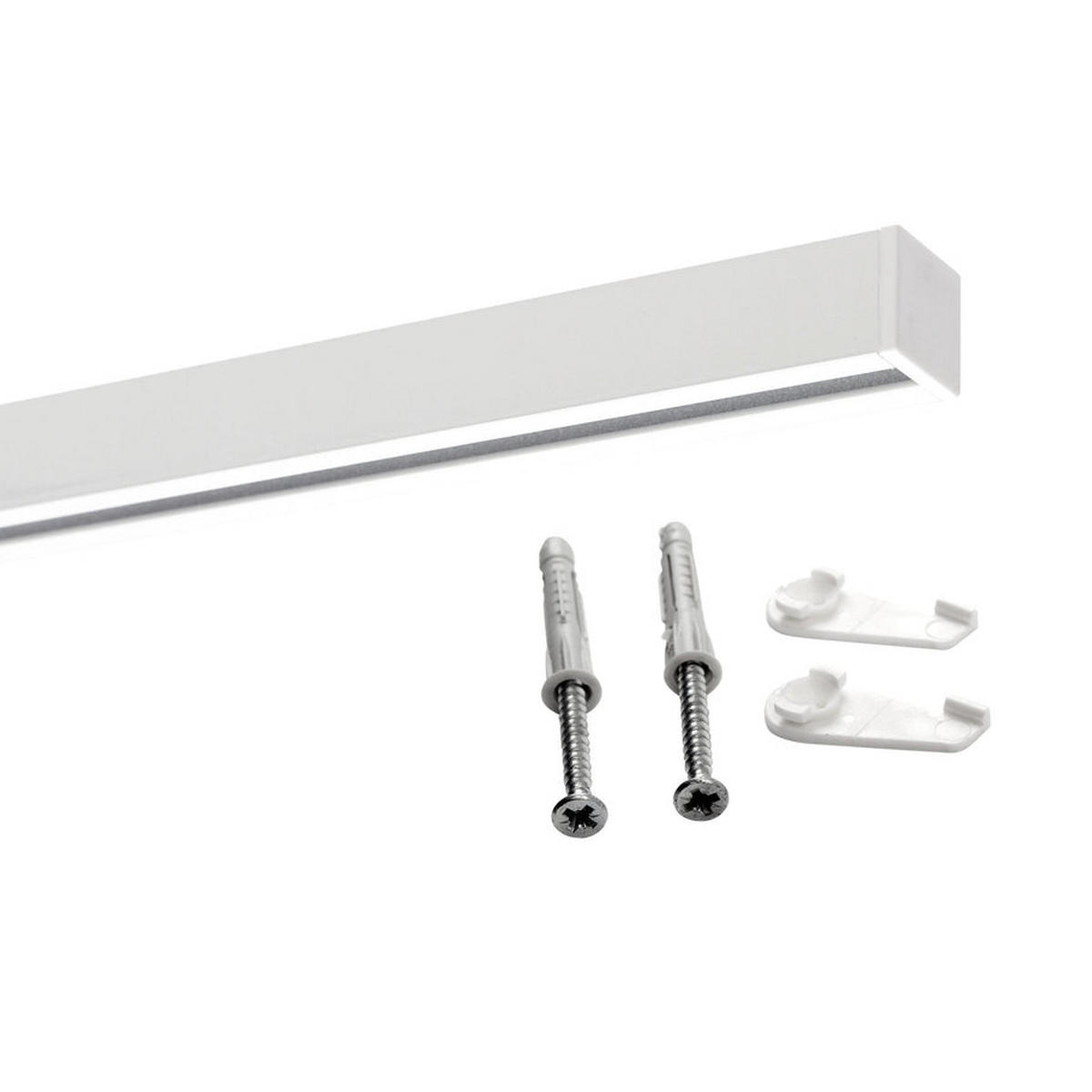 GARDINENSCHIENE 1-lauf Square - Weiß, Metall (130cm) - Deco-Raum