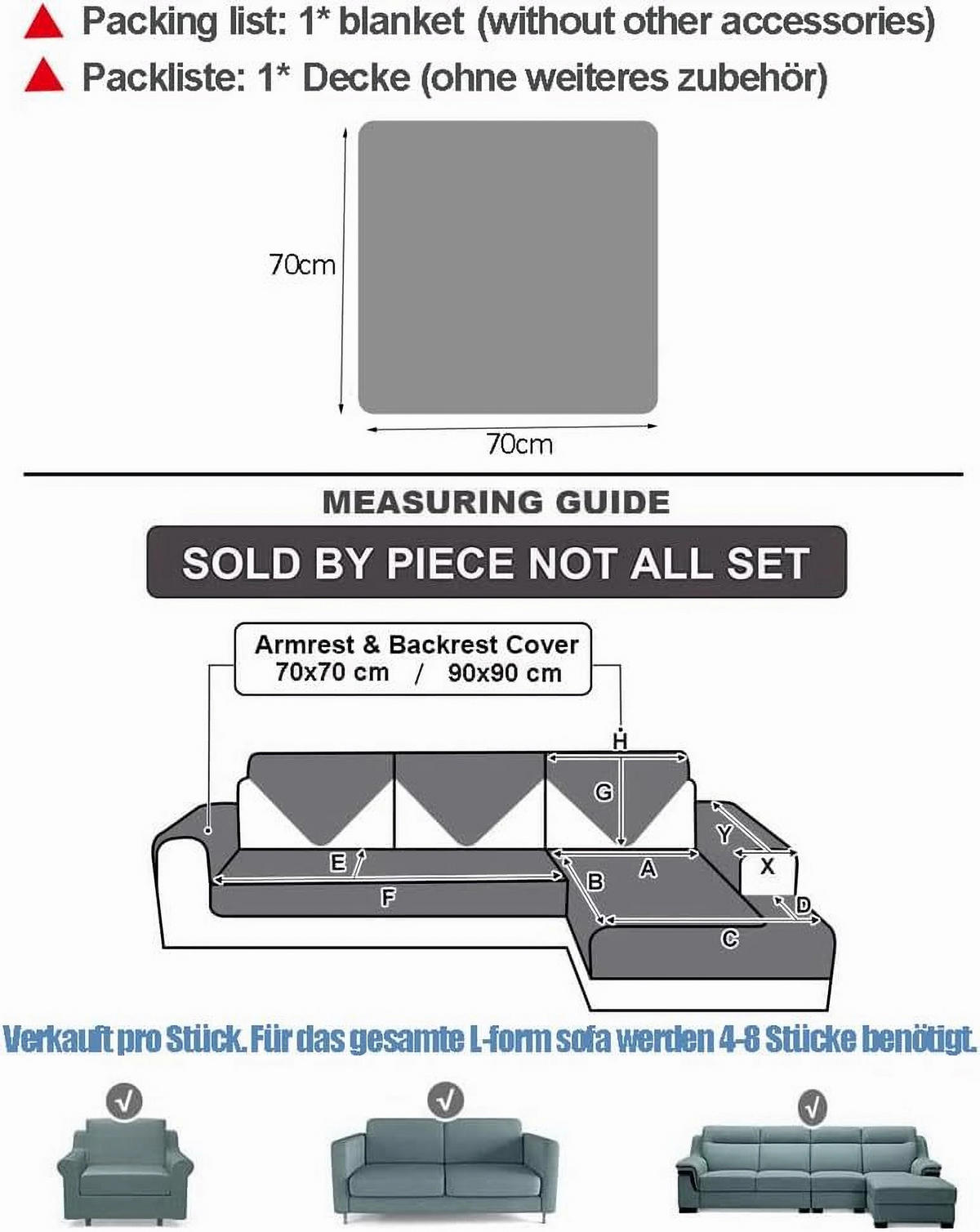 SOFADECKE Kordsamt Rutschfeste 1 Stück - Beige, Textil (70/70cm) - Kaket