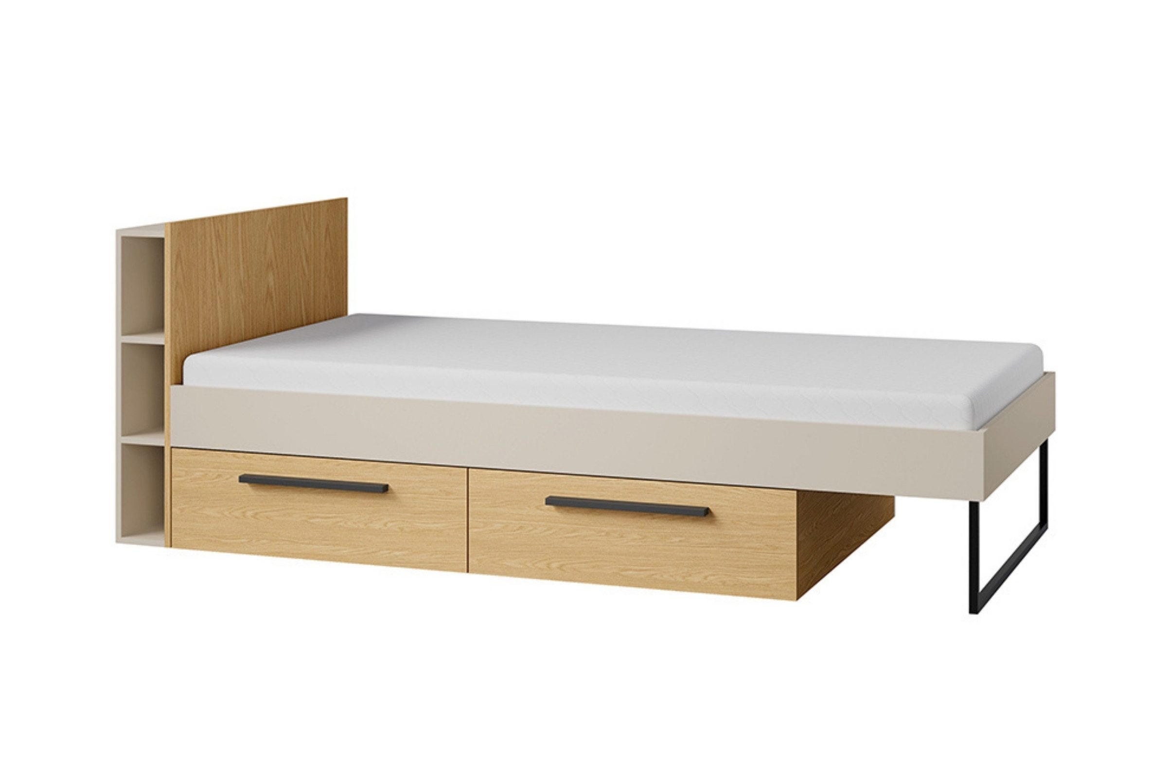 JUGENDBETT LIMA 11 90/200 cm in Kaschmir/Eiche - Kaschmir/Eichefarben, Holzwerkstoff (90/200cm) - Deine Möbel 24