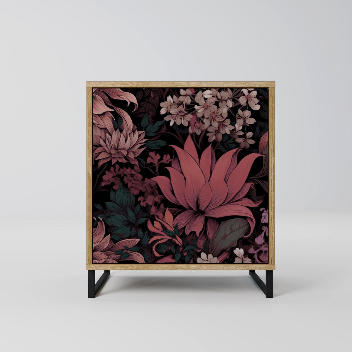 SIDEBOARD FLORAL WHISPER, Eichefarben, 57,5x42x57,5 cm, Ohne Füße - Eichefarben/Multicolor, Holzwerkstoff (57.5/57.5/42cm) - SpaceRebels