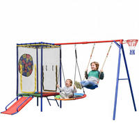 SPIELGERÄT Outdoor Kinder Trampolin Schaukel Rutsche - Multicolor, Metall (336/217cm) - LEBENLANG
