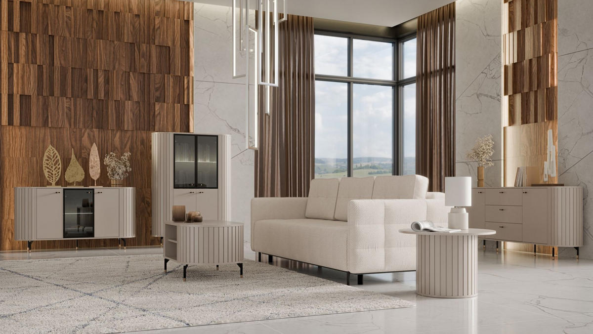 COUCHTISCH Zante Graubeige 70 cm - Taupe/Schwarz, Holzwerkstoff (70/70/46.7cm) - Selsey