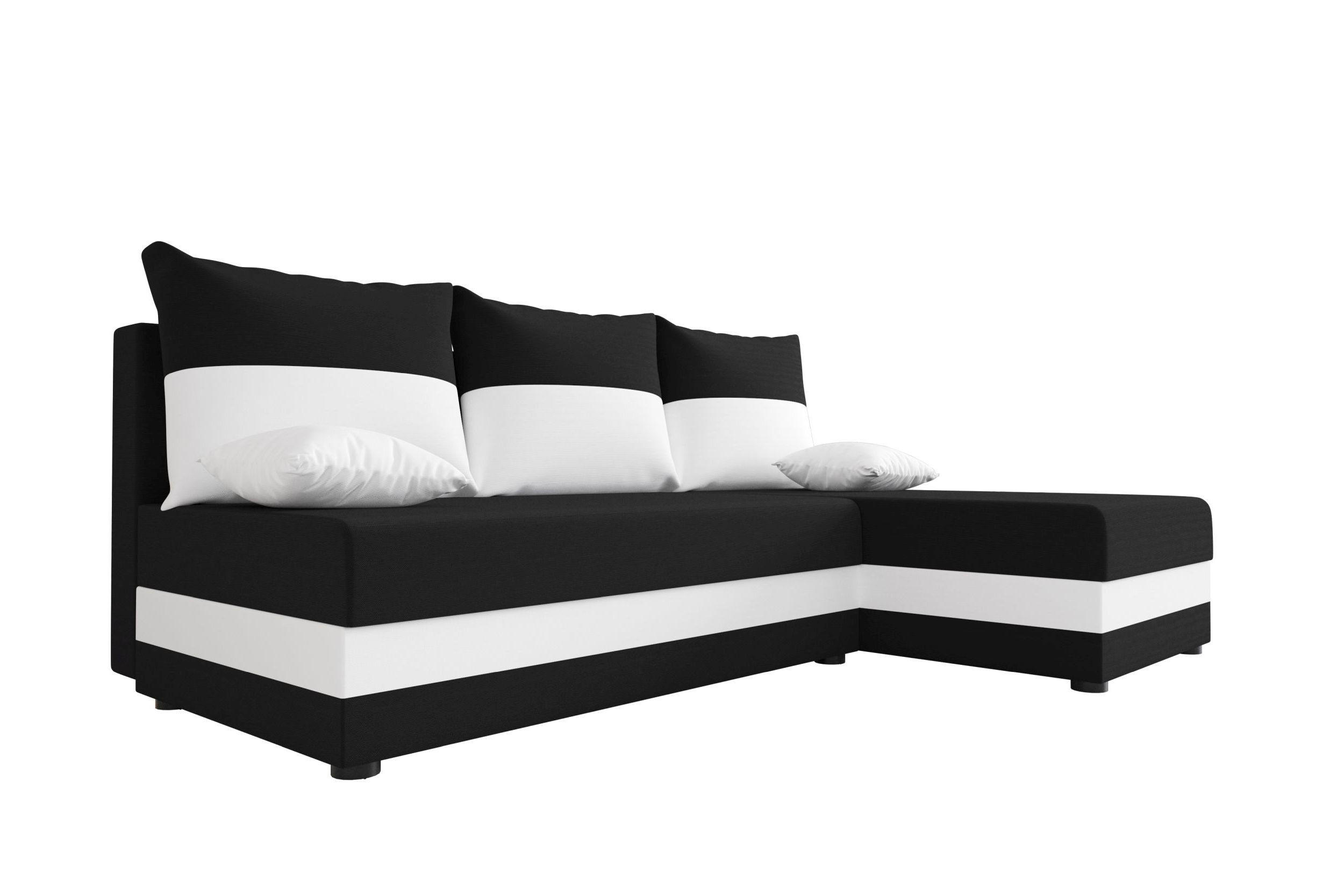 ECKSOFA HEWLET L Rainbow 15+31 Rechts mit Schlaffunktion - Schwarz, Textil (200/140cm) - Bedante
