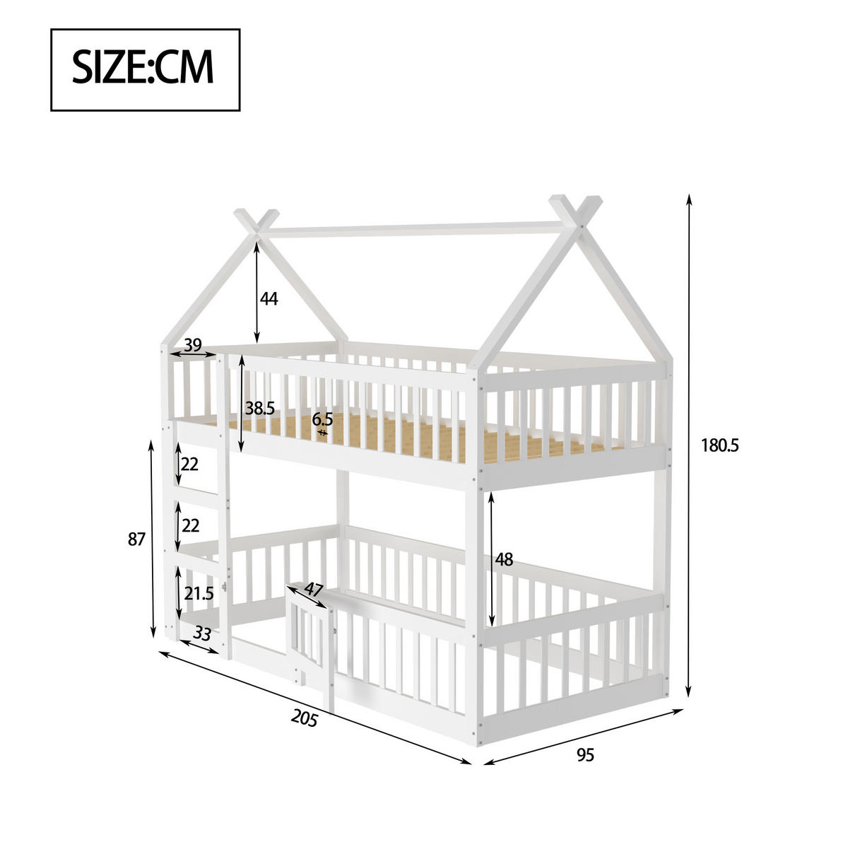 ETAGENBETT 90x200 cm in Weiß mit Treppe und Spielbereich - Weiß, Holz (90/200cm) - IVMEU