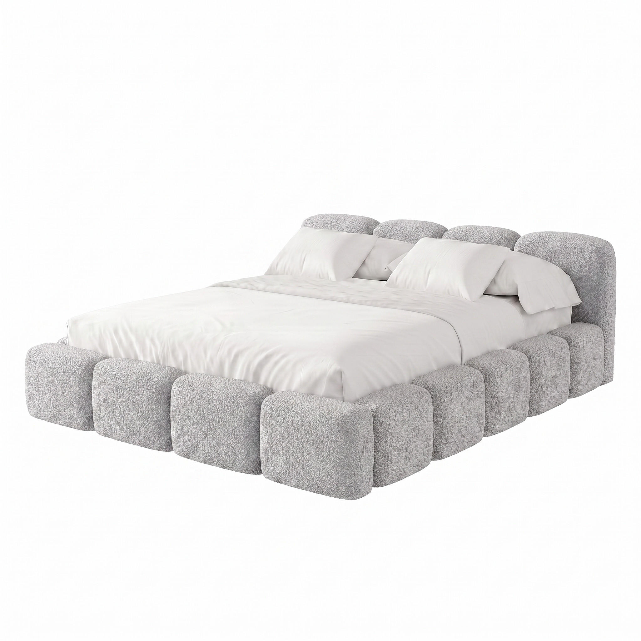 POLSTERBETT SUENO 140x200 cm in Grau, gepolstertes Kopfteil, Metalllattenrost, Bettkasten, Bouclé-Stoff - Naturfarben/Grau, Holz/Textil (140/200cm) - Muffo