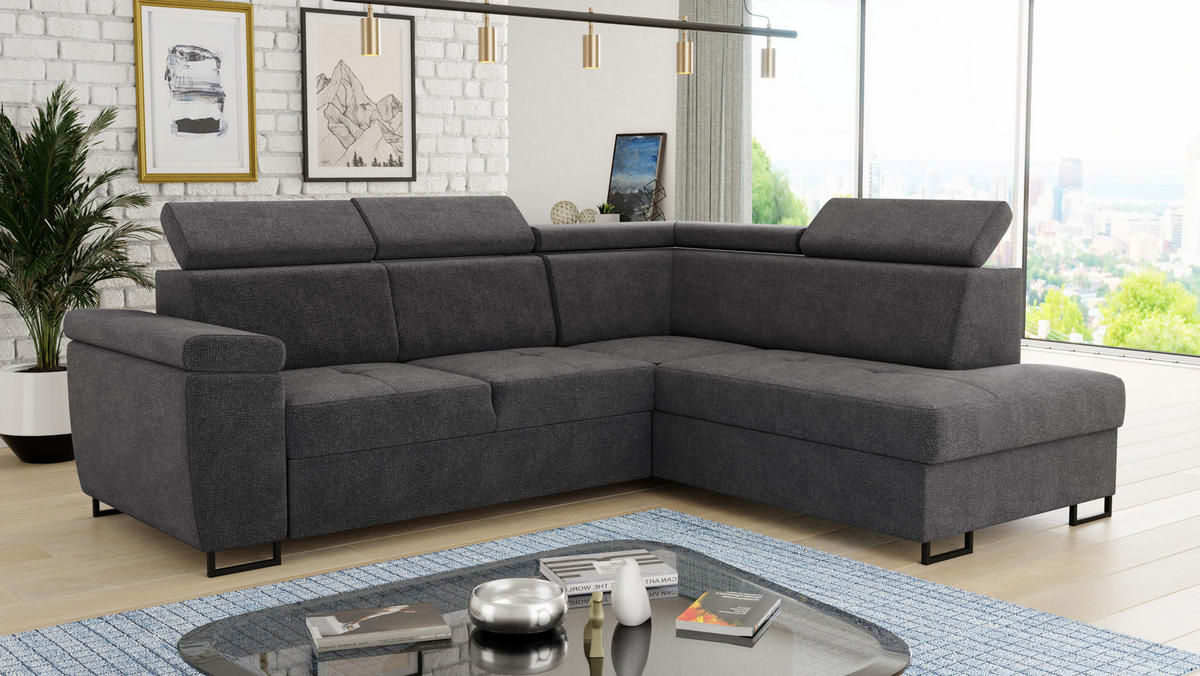 ECKSOFA Natan, Seite: Rechts - Grau, Holz/Textil (265/205cm) - Sofnet
