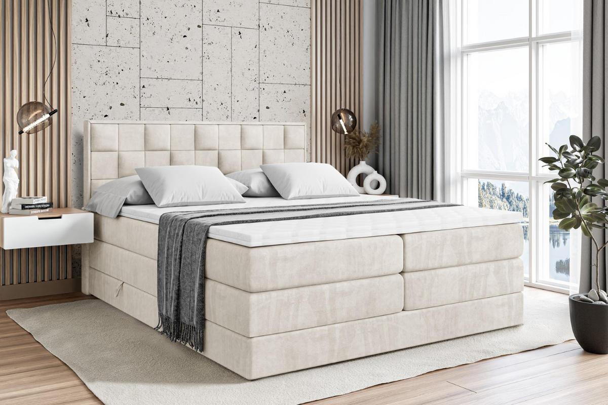 BOXSPRINGBETT ZAFIRA-BZ KING - 120 x 200 - H3/H4 - Ecru - Ecru, Holzwerkstoff (120/200cm) - ALTDECOR
