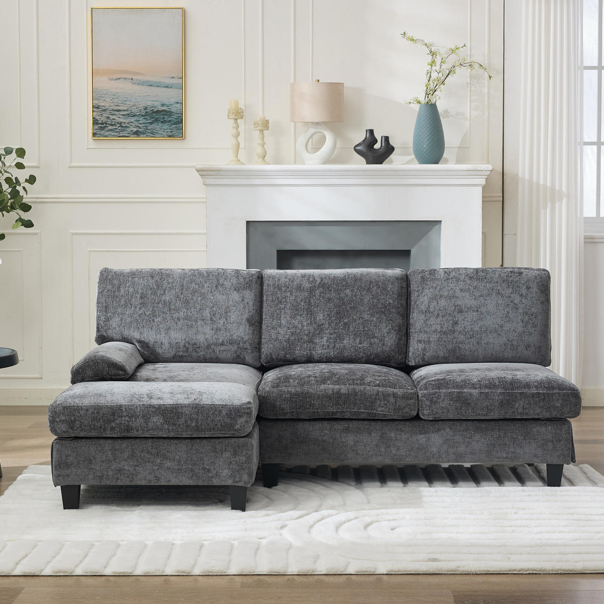 ECKSOFA L-Form, Stoff mit Schlaffunktion, 194/118/81 cm, Grau - Grau, Textil (118/194cm) - Redom