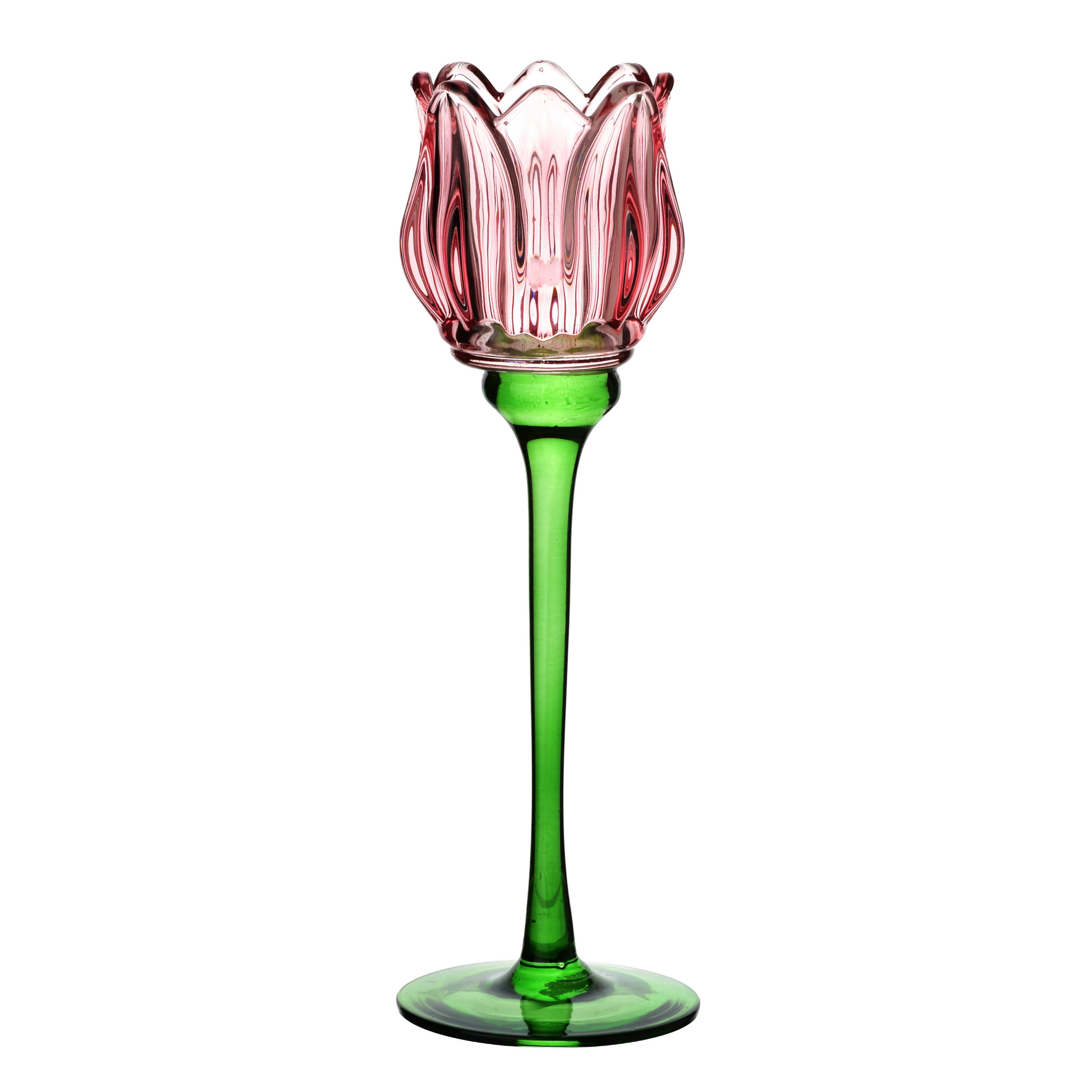 KERZENHALTER Julietta rosa 8/8/24 cm Glas - Rosa, Glas (8/24/8cm) - Mondex