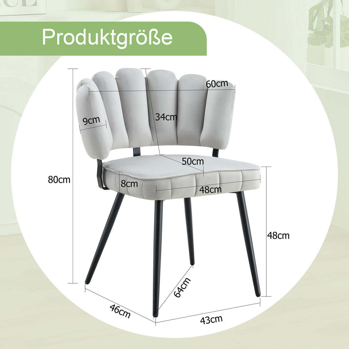 STUHL-SET DE-36559 2 Stück mit Metallbeinen Hellgrau - Grau, Metall (48/80/60cm) - ComfortXL