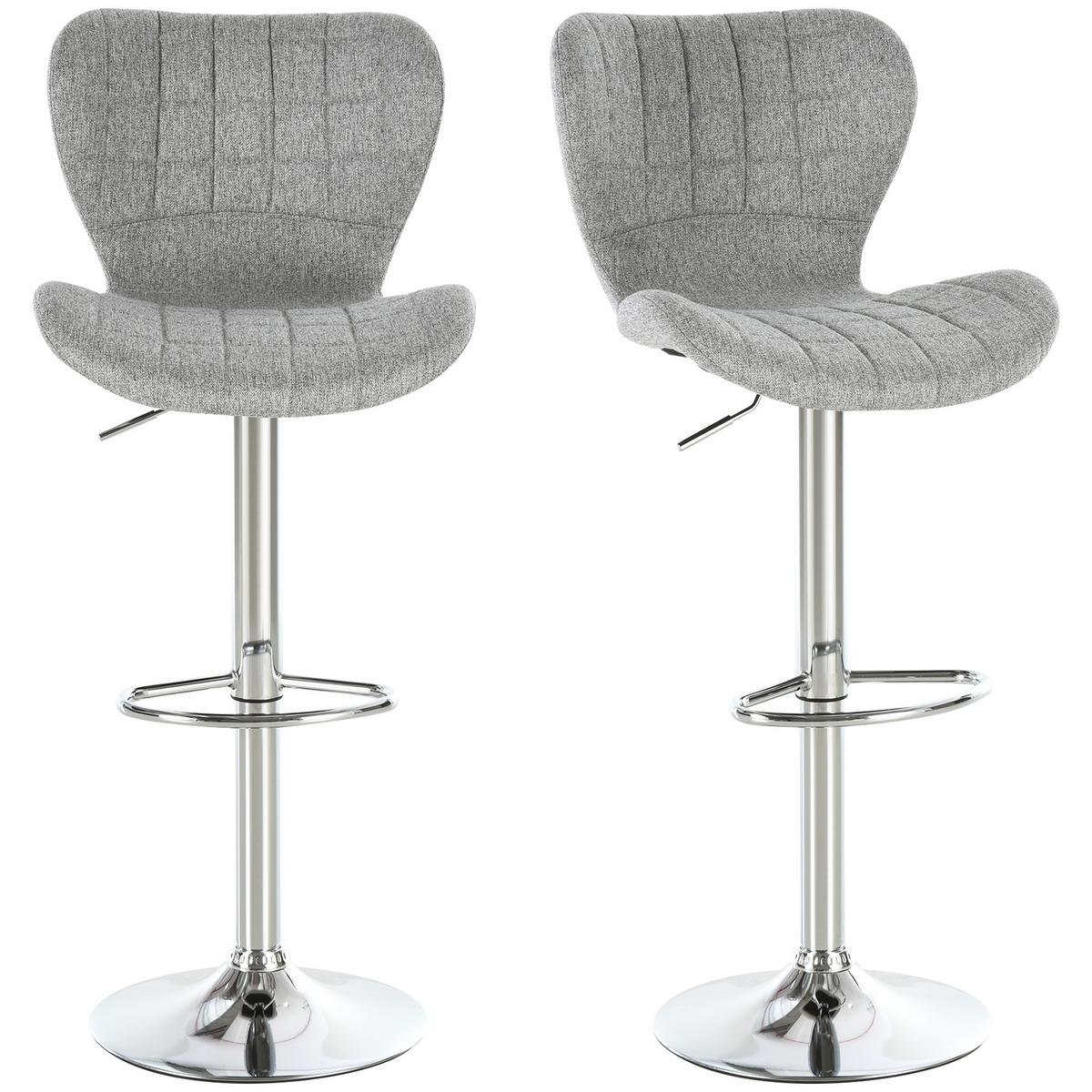 BARHOCKER 2er-Set DE-14687 höhenverstellbar & 360° schwenkbar Grau - Grau, Metall (51.5/111.5/47cm) - ComfortXL
