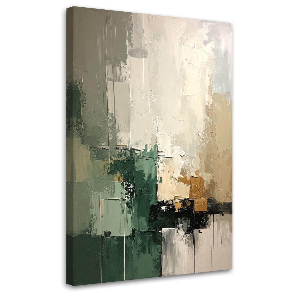 LEINWANDBILD, Moderne Abstrakt in Grün und Beige - Grün, Textil (60/90cm) - Feeby