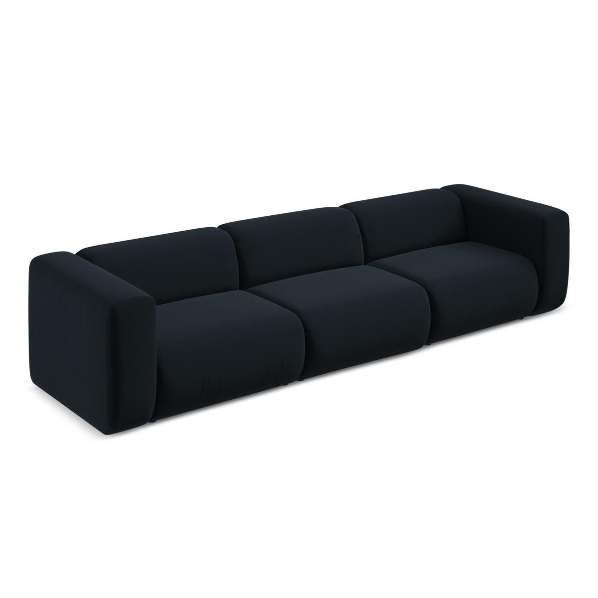 4-SITZER-SOFA Samt Stoff Blau - Blau/Schwarz, Kunststoff/Textil (319/70/89cm) - LaMiaSofa