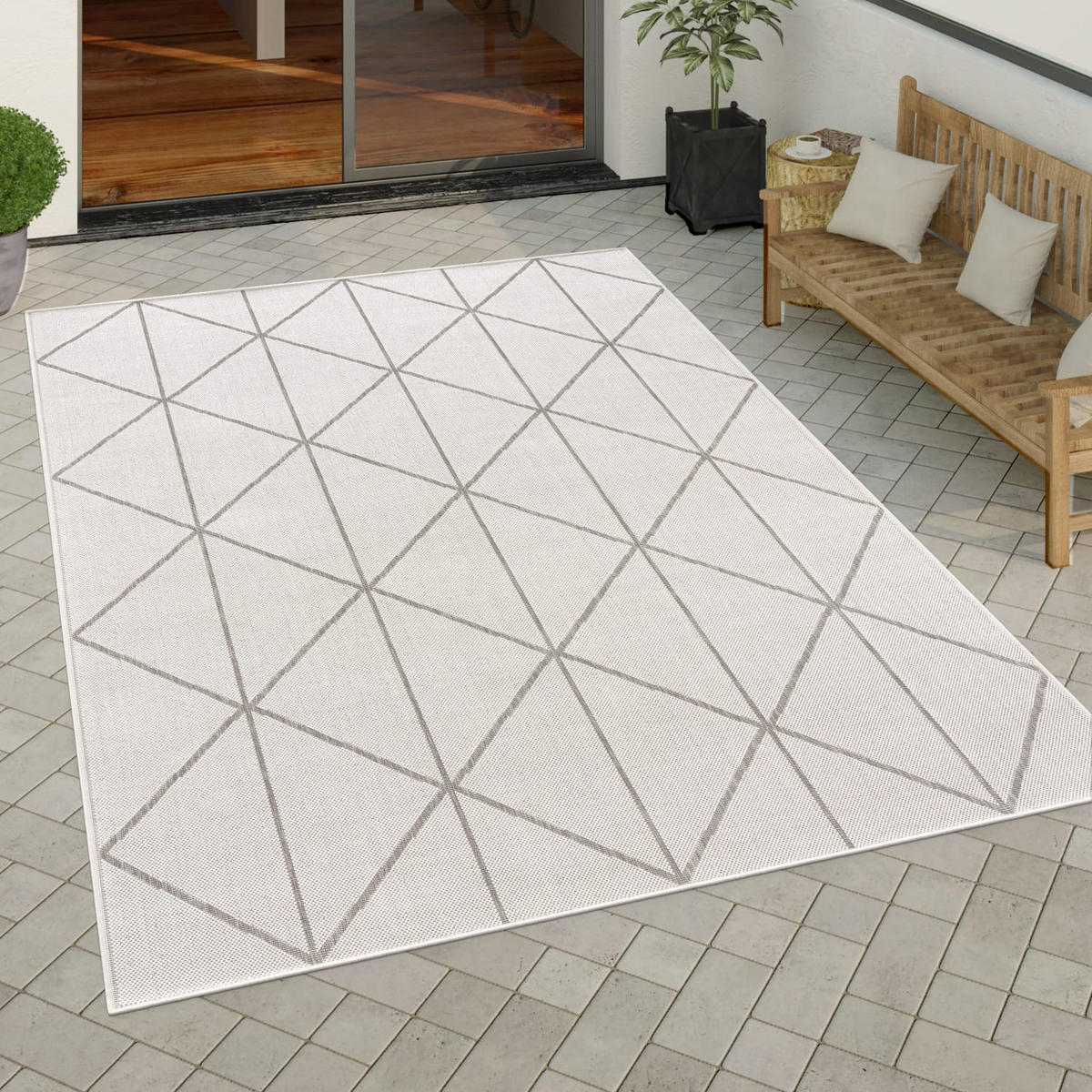 OUTDOORTEPPICH 120/160 cm Modena 221 - Weiß, Kunststoff (120/160cm) - Paco Home