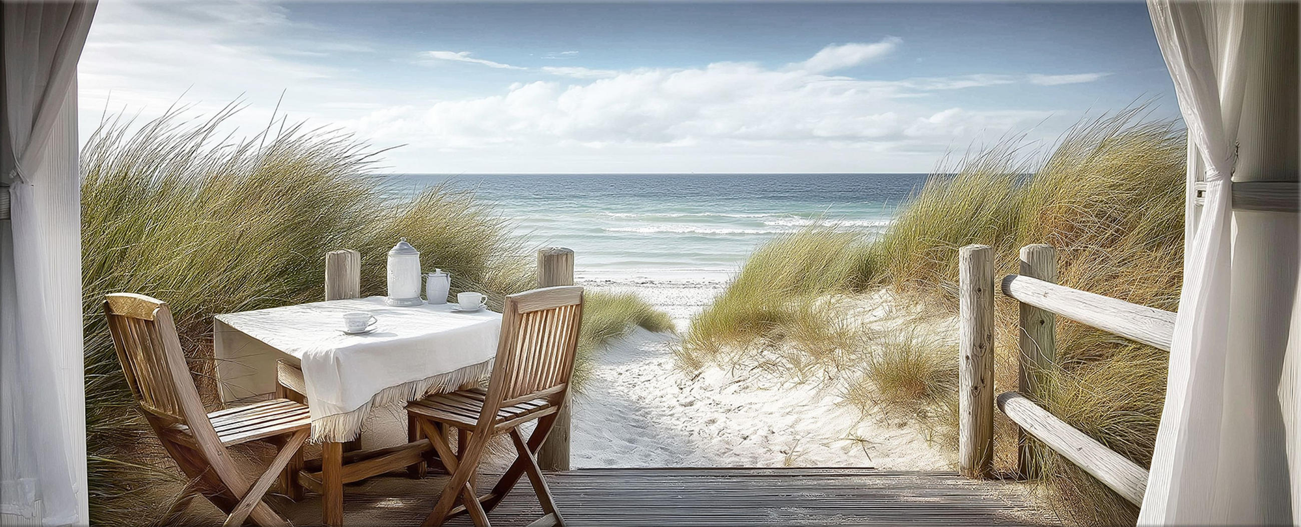 GLASBILD 125x50 cm Strand maritim - Beige, Glas (125/50cm) - artissimo