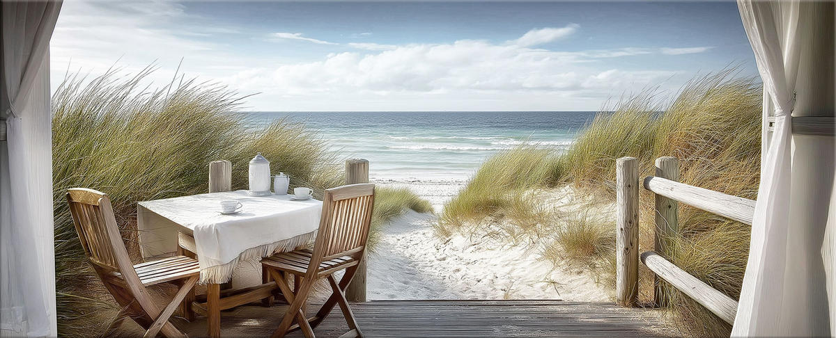 GLASBILD 125x50 cm Strand maritim - Beige, Glas (125/50cm) - artissimo