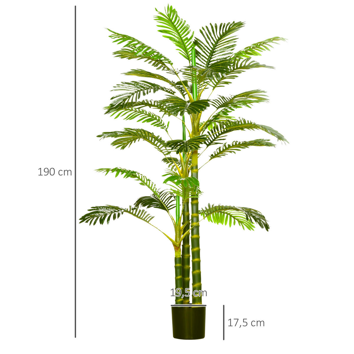 KÜNSTLICHE PALME 190 cm Kunstpflanze - Grün, Kunststoff (190cm) - HOMCOM