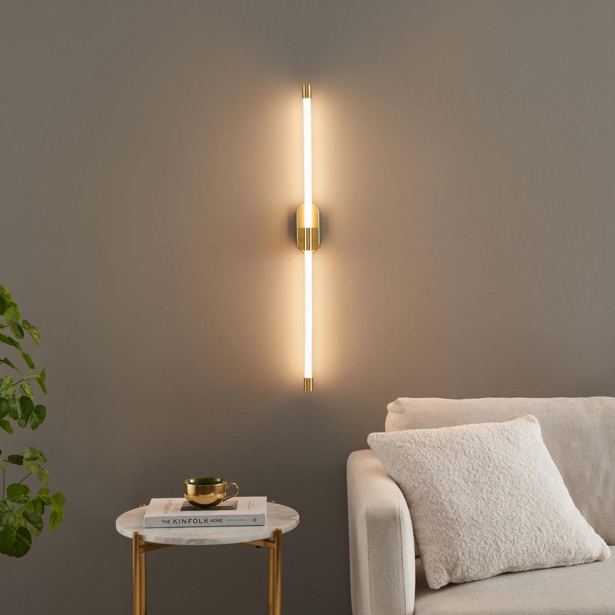 WANDLEUCHTE Natys, Transparent und goldfarben, 80cm - Transparent, Metall (6/80/7cm) - KOSILUM