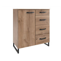 KOMMODE Detroit in Plankeneiche & Raw Steel Grau 81 x 92 x 41 cm (BxHxT) – Stil trifft auf Funktion - Braun, Holzwerkstoff (80/200/120cm)