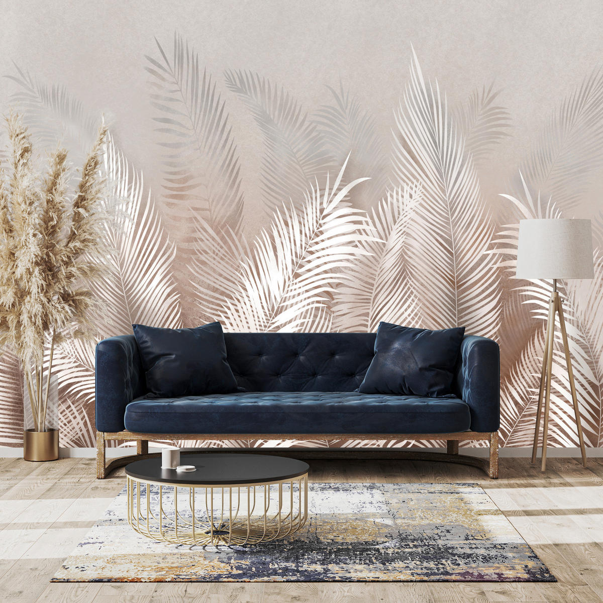FOTOTAPETE Palmenblätter Pflanzen Natur Boho Stil 520x318cm - Beige/Braun, Papier (520/318cm) - Muralo