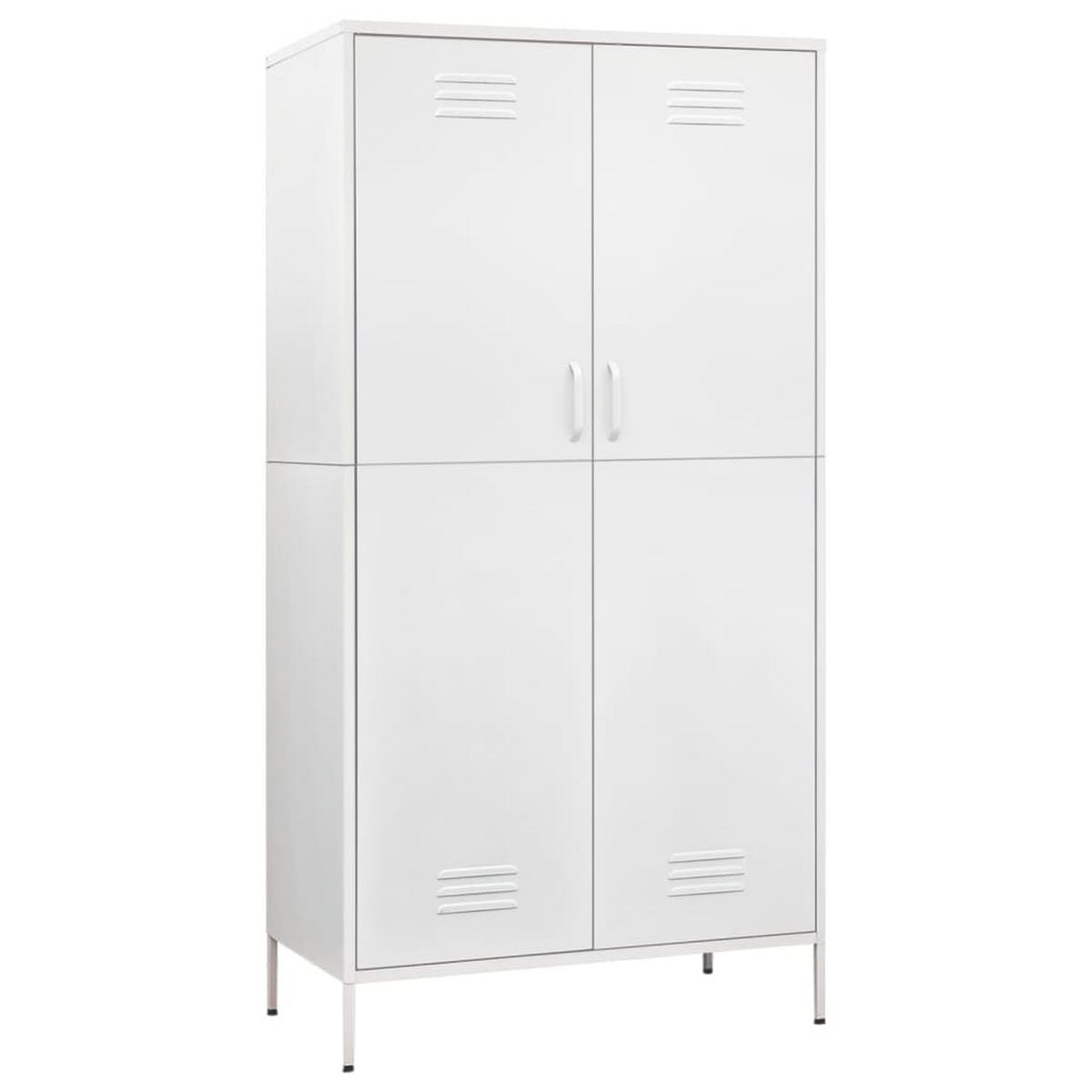 KLEIDERSCHRANK 2-Türig mit 4 verstellbaren Fächern 90/50/180 cm aus Stahl Weiß - Weiß, Metall (90/180/50cm) - vidaXL