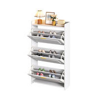 SCHUHSCHRANK mit Klappen 70/24/120 cm in Weiß, schmales Design mit 6 Fächern - Weiß, Holzwerkstoff (70/120/24cm) - BEAOK