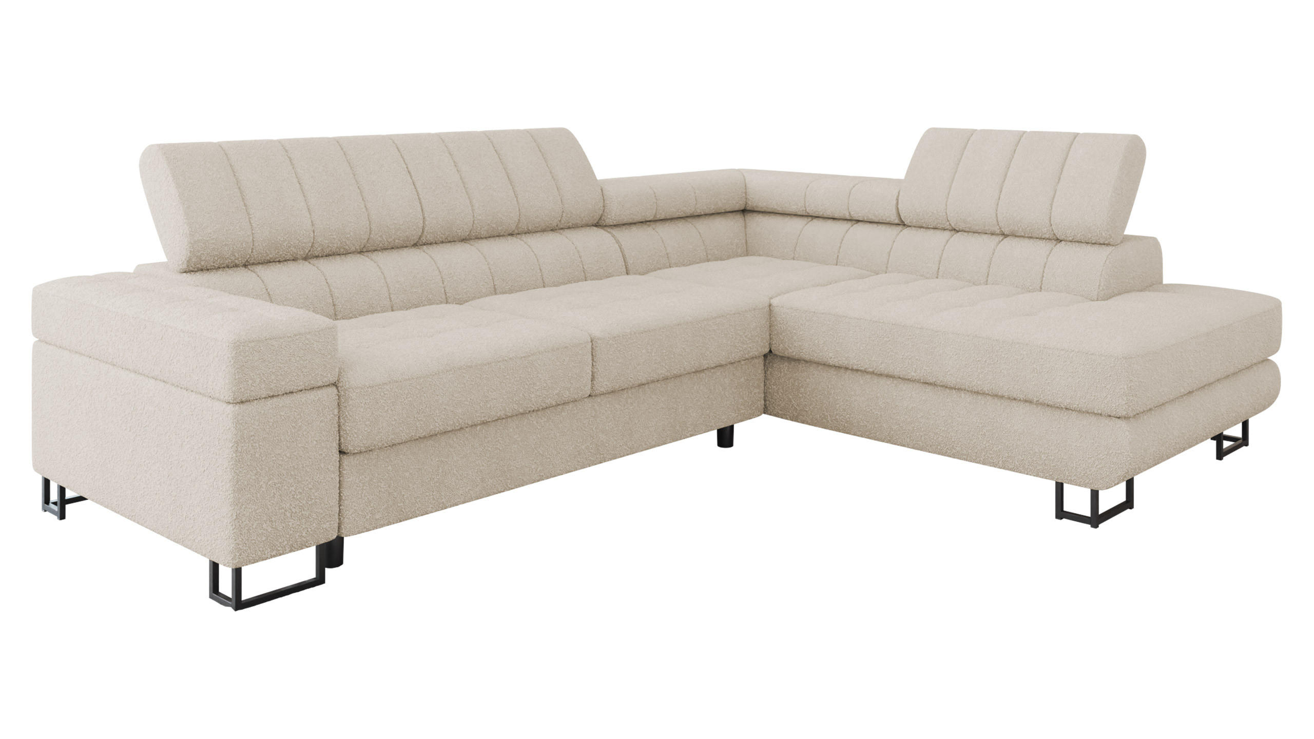 ECKSOFA Laris Premium, Seite: Rechts - Beige/Schwarz, Holz/Textil (271/203cm) - MIRJAN24