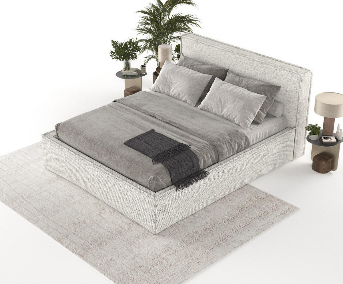 POLSTERBETT Sato mit Stauraum 140/200 cm Hellgrau im Modesto Stoff - Hellgrau/Schwarz, Holz/Holzwerkstoff (140/200cm) - AltaBeds