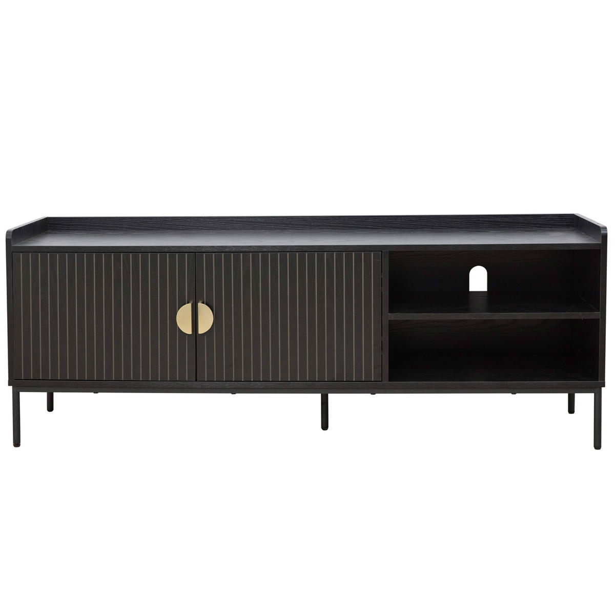 TV-SCHRANK, Schwarz - Schwarz, Holz (40/56/150cm) - Oviala