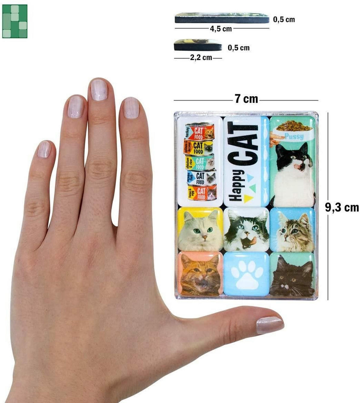 MAGNETSET 9-teilig Animal Club Happy Cats - Multicolor, Metall (7/9/2cm) - Nostalgic-Art