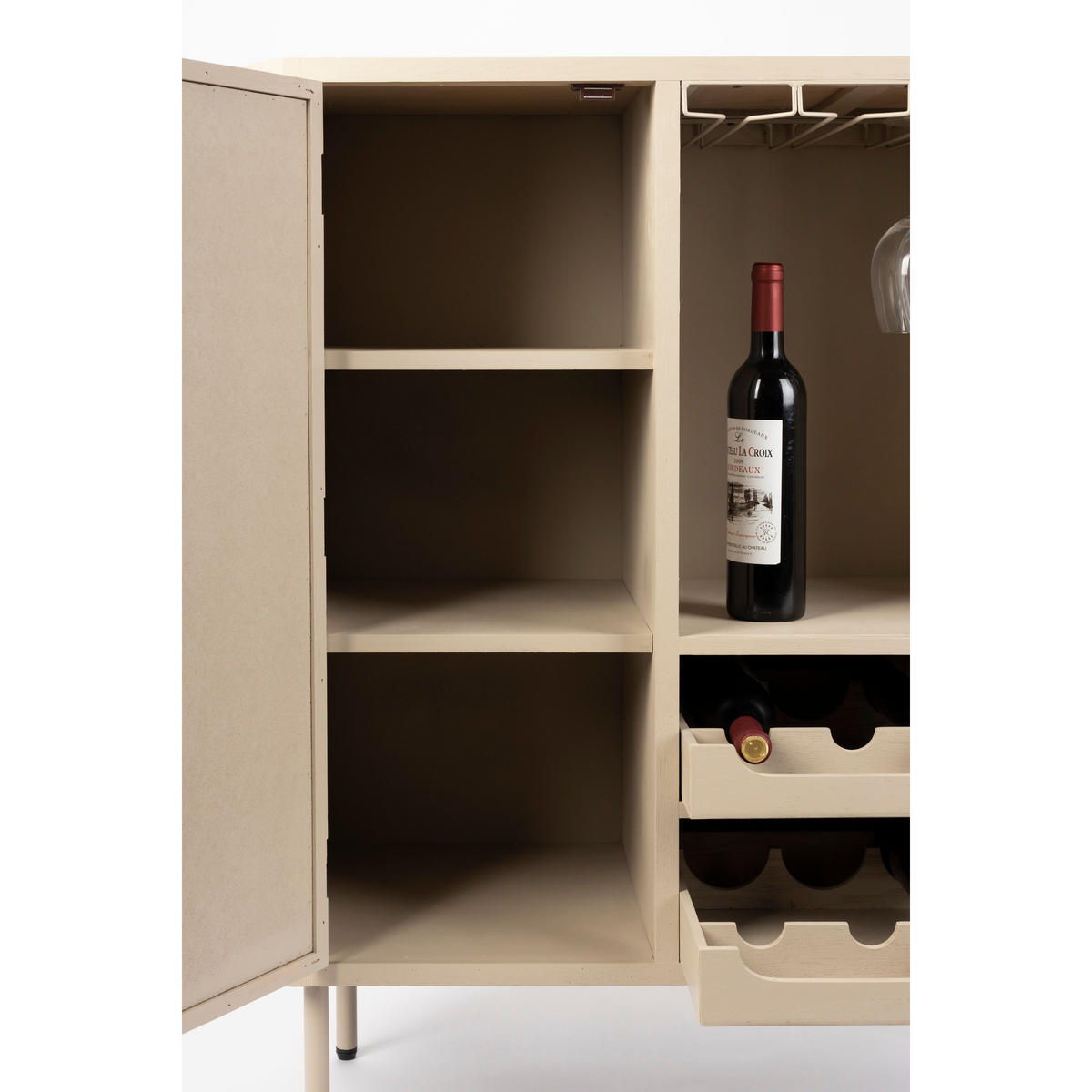 WEINSCHRANK Amaya Rattan - Beige, Holzwerkstoff (90/100/38cm) - Housecraft Living
