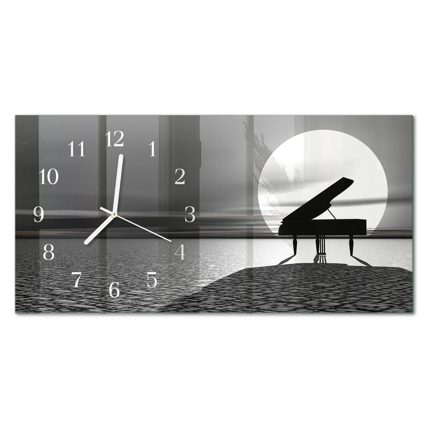 WANDUHR 60x30 cm - Abstrakte Kunst - Schwarz, Glas (60/30/0.4cm) - TULUP