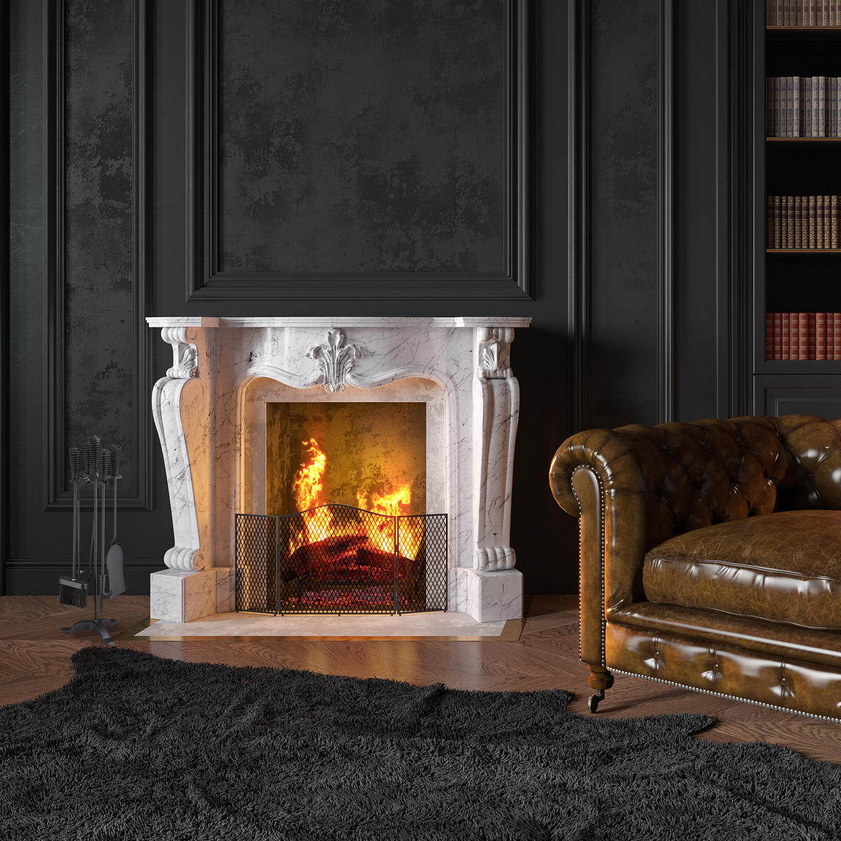 5-TLG.KAMINBESTECK-SET - Schwarz, Metall (22/64/20cm) - Relaxdays