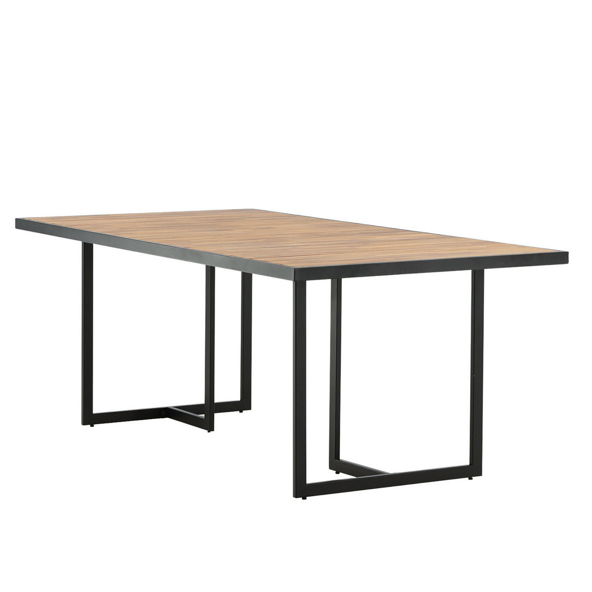 GARTENTISCH - Beige - Holz teilmassiv - 100 x 75 x 200 cm - Beige/Schwarz, Holz (200/100/75cm) - home24