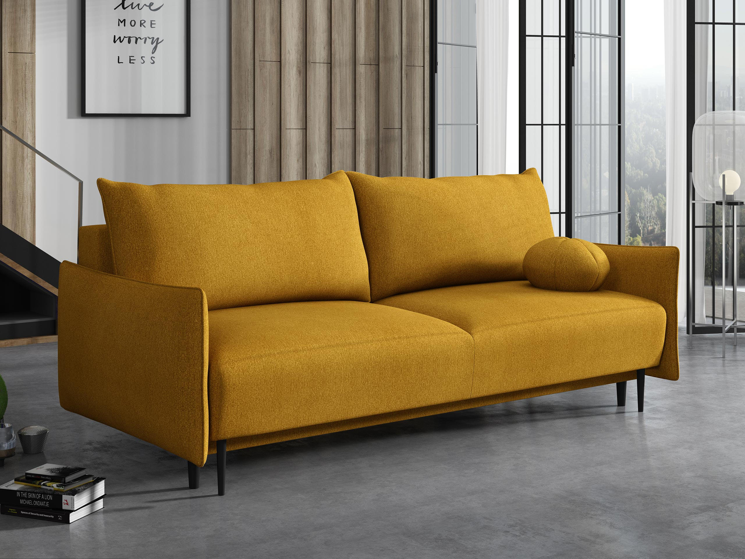 SCHLAFSOFA Dalia - Gelb/Schwarz, Holz/Textil (225/88/98cm) - MIRJAN24