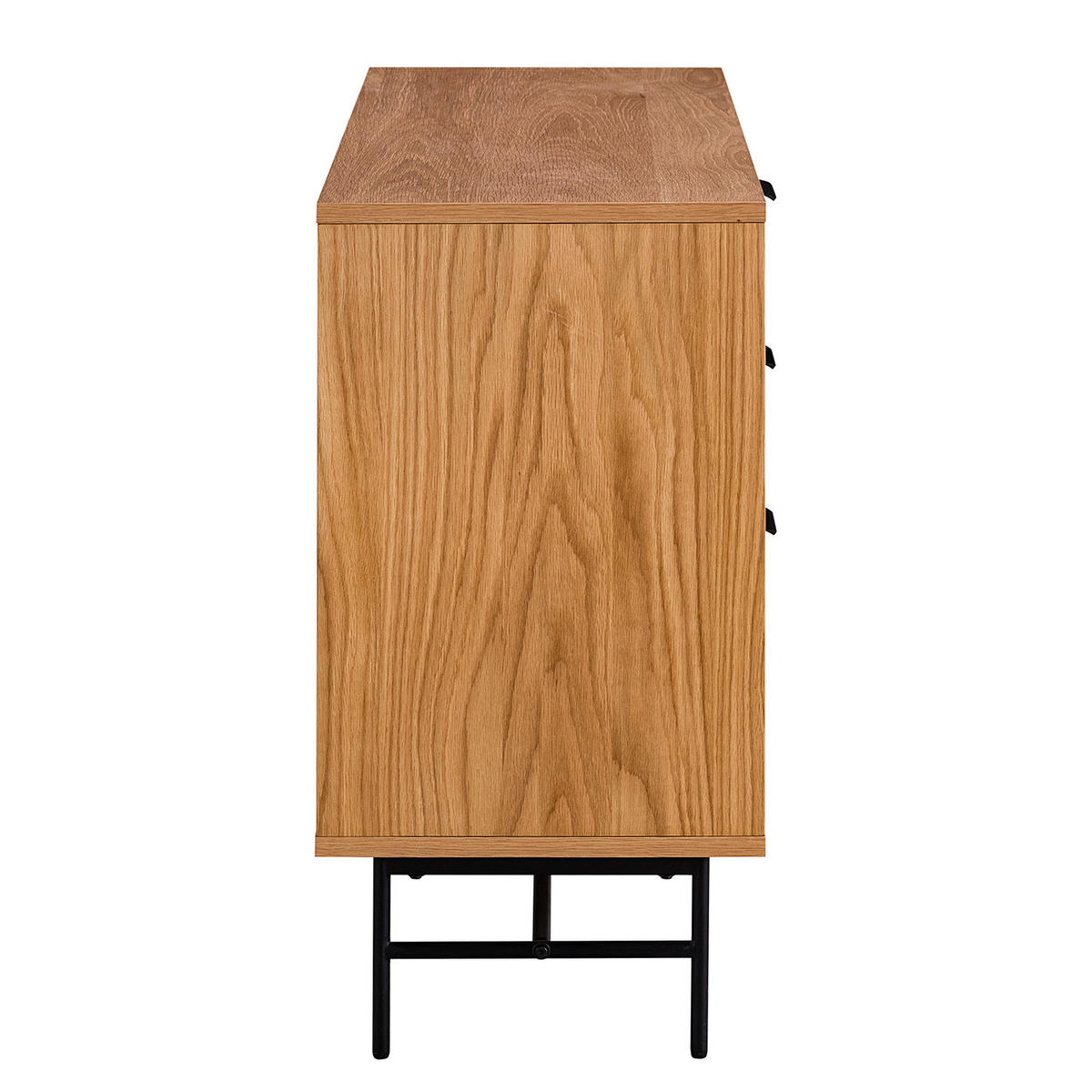 SIDEBOARD mit 6 Schubladen - Echtholzfurnier - Eichefarben/Schwarz, Holzwerkstoff (120/80/40cm) - home24