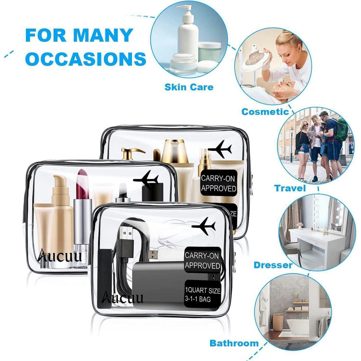 KULTURTASCHE 2-teiliges Set Transparent - Transparent, Kunststoff (22/2/30cm)