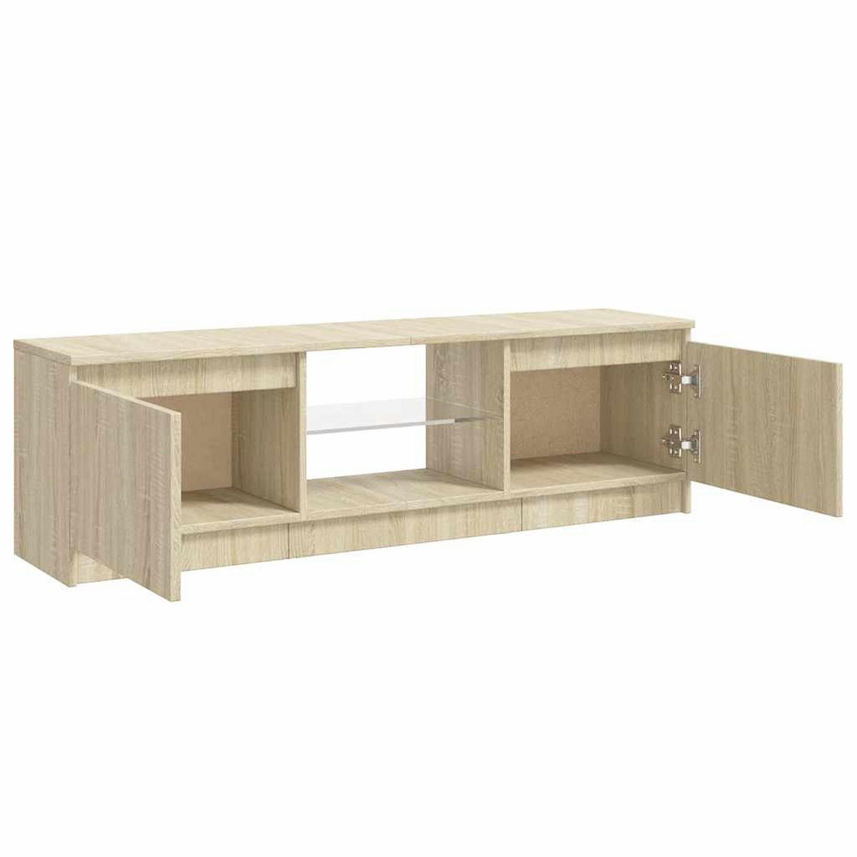 TV-SCHRANK Mit Led-Leuchten Sonoma-Eiche 120/30/36 Cm - Braun, Holz (120/36/30cm) - vidaXL