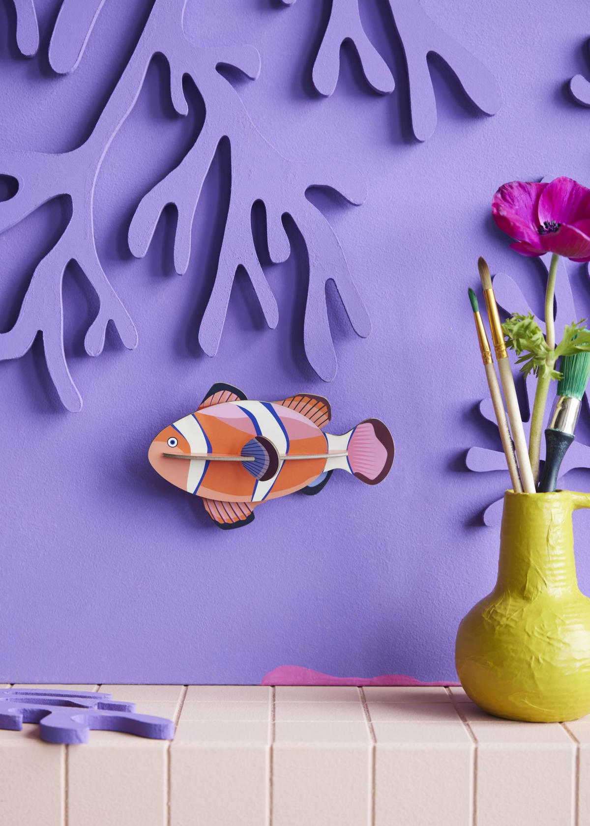 WANDSKULPTUR Bunt 4,5/9 cm - Multicolor, Wellpappe (4.5/9/14cm) - Studio Roof