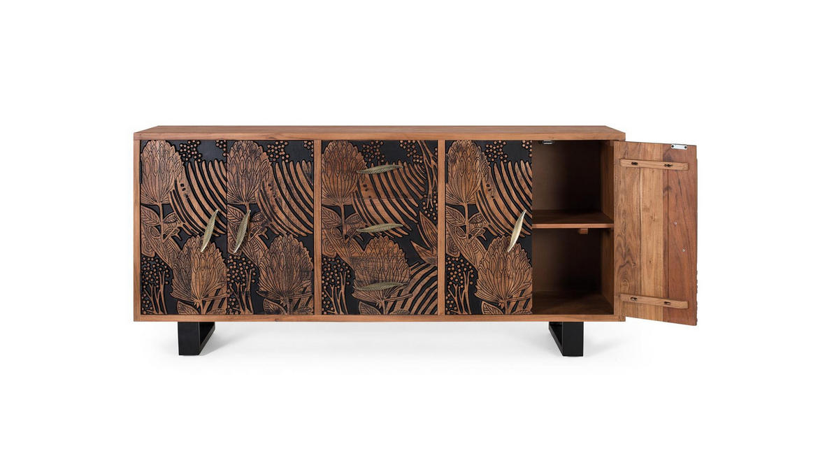 SIDEBOARD aus Akazienholz und Metall - Braun, Holz (45/81/175cm) - Giner y Colomer