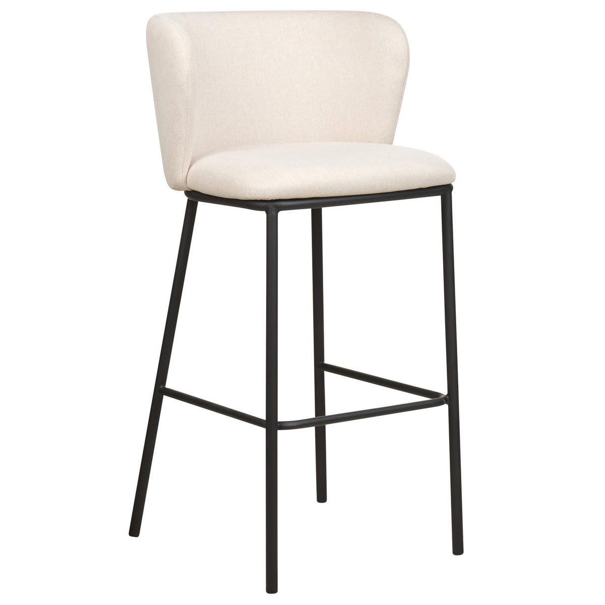BARSTUHL 2er-Set Bouclé cremeweiss/schwarz Mina - Schwarz/Weiß, Textil (52/98/46cm) - Beliani