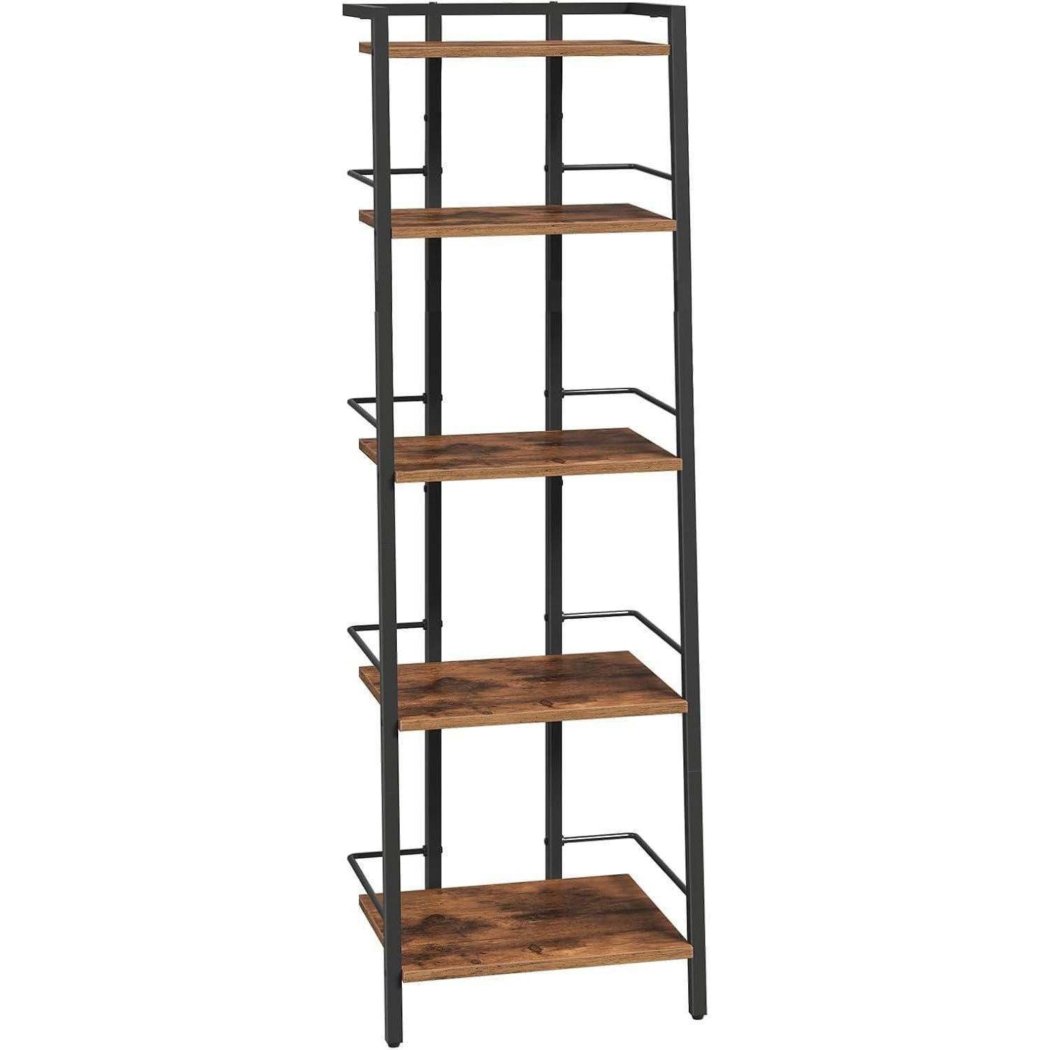 LEITERREGAL 5 Ebenen Vintagebraun und Schwarz 40 x 30 x 130 cm - Braun, Holzwerkstoff (30/130/40cm)