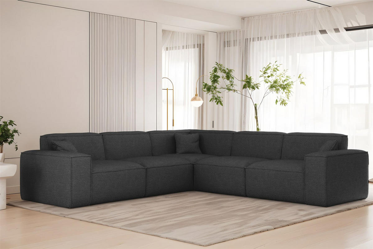 ECKSOFA Celes Premium In Artico - Anthrazit, Holzwerkstoff/Textil (246/246cm) - Fun Möbel