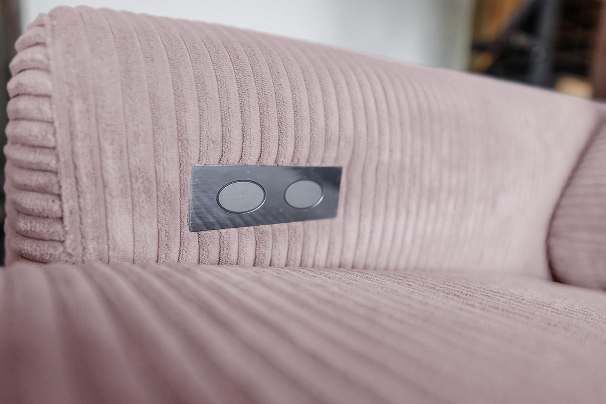 ECKSOFA LAISKA Pink Cord - Pink/Schwarz, Textil/Metall (282/177cm) - KAWOLA