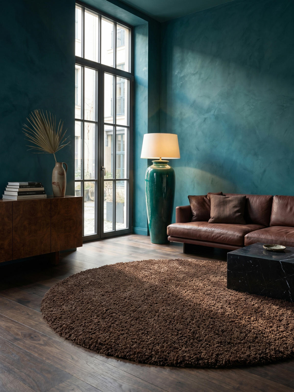 HOCHFLORTEPPICH Shaggy Uni Kuschelig Waschbar Wohnzimmer Rund Braun 120x120 cm – RHEIN - Braun, Textil (120/120cm) - KADIMA DESIGN